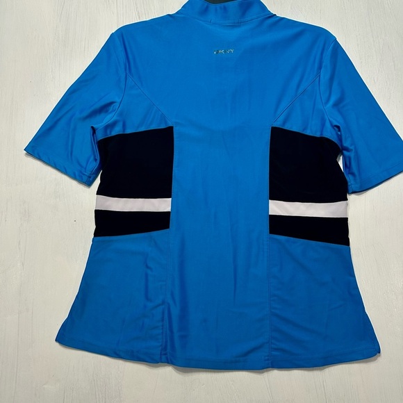 DKNY Golf Women’s Blue Short Sleeve Zip Polo Shirt Size M Athletic Stretch - Picture 6 of 8